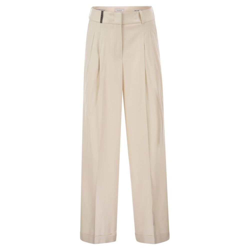 Peserico Women Tailored Virgin Wool Stretch Trousers With Front Pleats